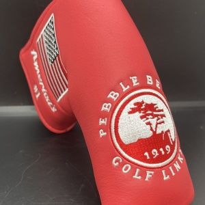 Pebble Beach Golf Links Blade Putter Golf Head Cover America's #1 Flag Red NEW